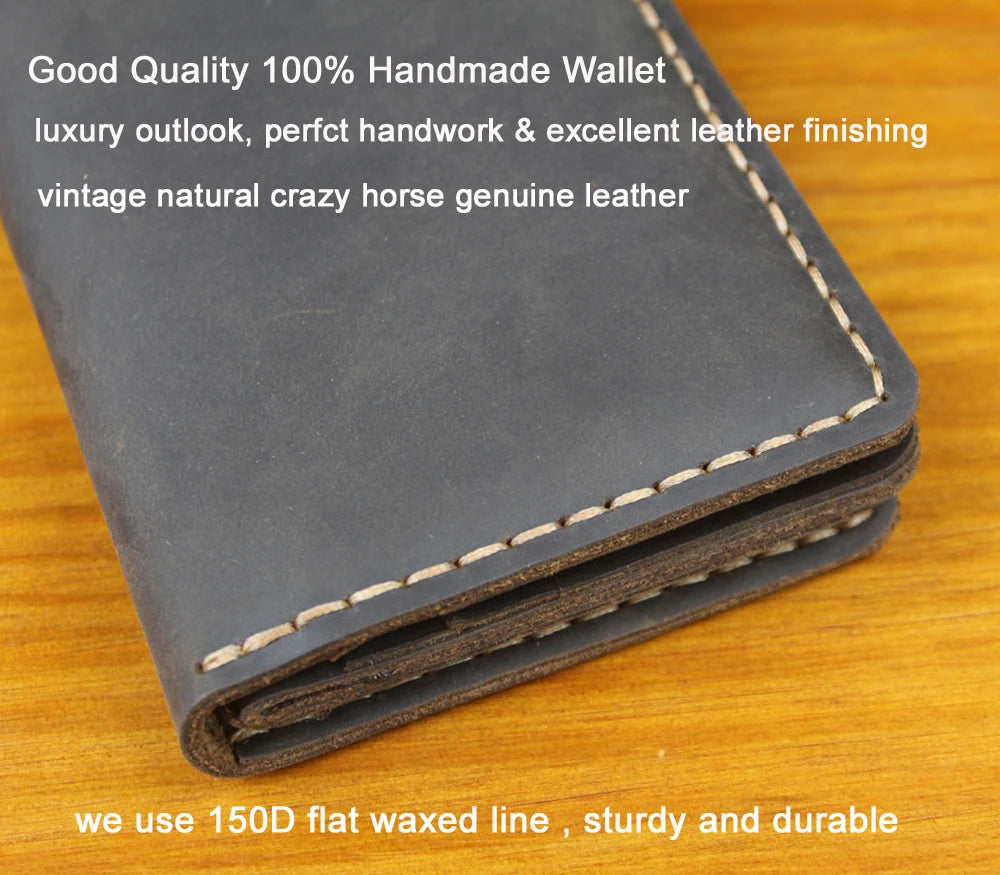 Luxury Handmade Genuine Leather Men's Long Wallet Clutch Bag Large Capacity Male Purse Money Clips Vintage Money Bag Phone Case