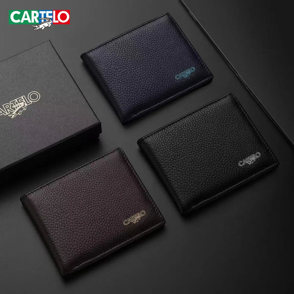 CARTELO wallet men's leather short style new top layer crocodile wallet integrated card bag thin leather wallet
