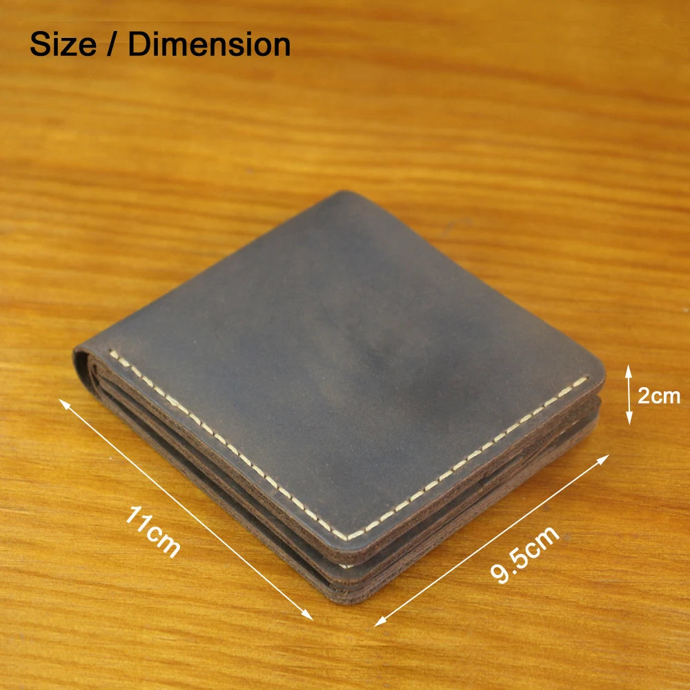 Luxury Handmade 100% Genuine Leather Men Wallet Purse Short Money Clip with Coin Pocket Male Money Bag Multi-Card Wallet Vintage