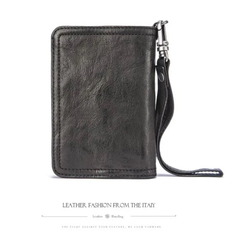 Fashion Genuine Leather Men Wallet Clutch Purse Male Bifold Money Clips with Hasp large capacity Card Wallet Short W/ Zip Pocket